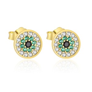 925 Sterling Silver CZ Evil Eye Stud Earrings 40200559
