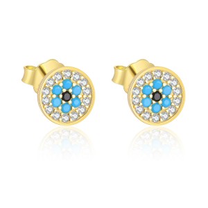925 Sterling Silver CZ Evil Eye Stud Earrings 40200559