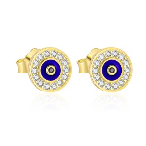 925 Sterling Silver CZ Evil Eye Stud Earrings 40200559
