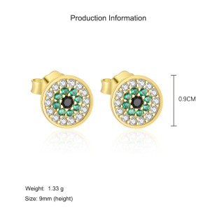 925 Sterling Silver CZ Evil Eye Stud Earrings 40200559