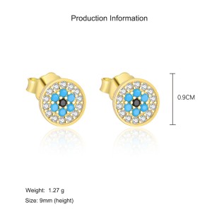 925 Sterling Silver CZ Evil Eye Stud Earrings 40200559
