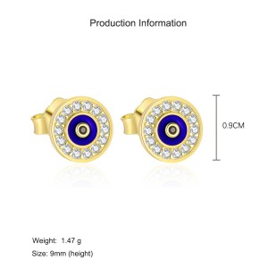 925 Sterling Silver CZ Evil Eye Stud Earrings 40200559
