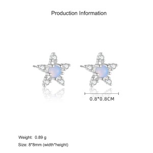 925 Sterling Silver Moon Star Zircon Stud Earring 40200561 925 Sterling Silver Moon Star Zircon Stud Earring 40200561