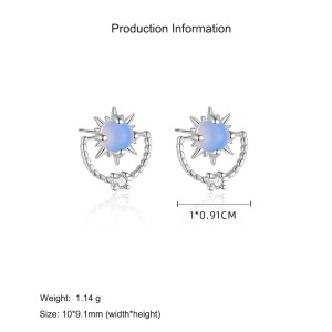 925 Sterling Silver Moon Star Zircon Stud Earring 40200561 925 Sterling Silver Moon Star Zircon Stud Earring 40200561