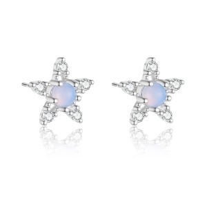 925 Sterling Silver Moon Star Zircon Stud Earring 40200561 925 Sterling Silver Moon Star Zircon Stud Earring 40200561