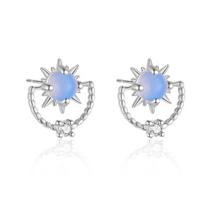 925 Sterling Silver Moon Star Zircon Stud Earring 40200561 925 Sterling Silver Moon Star Zircon Stud Earring 40200561