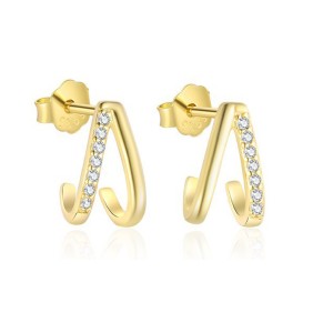 925 Sterling Silver Gold-Plated C-Shaped Zircon Earring 40200562 925 Sterling Silver Gold-Plated C-Shaped Zircon Earring 40200562