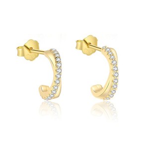 925 Sterling Silver Gold-Plated C-Shaped Zircon Earring 40200562 925 Sterling Silver Gold-Plated C-Shaped Zircon Earring 40200562