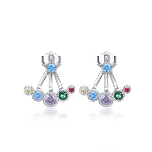 925 Sterling Silver Colorful Zircon Star Stud Earring 40200563