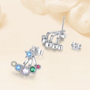 925 Sterling Silver Colorful Zircon Star Stud Earring 40200563