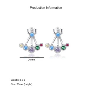925 Sterling Silver Colorful Zircon Star Stud Earring 40200563