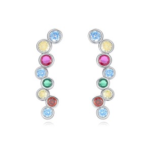 925 Sterling Silver Rainbow Colorful Zircon Stud Earring 40200564