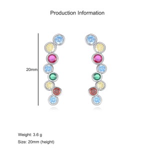 925 Sterling Silver Rainbow Colorful Zircon Stud Earring 40200564