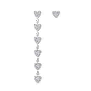 925 Sterling Silver Asymmetric Heart Tassel Stud Earring 40200565 925 Sterling Silver Asymmetric Heart Tassel Stud Earring 40200565