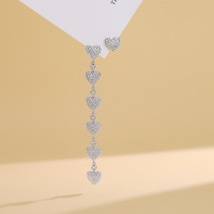 925 Sterling Silver Asymmetric Heart Tassel Stud Earring 40200565 925 Sterling Silver Asymmetric Heart Tassel Stud Earring 40200565