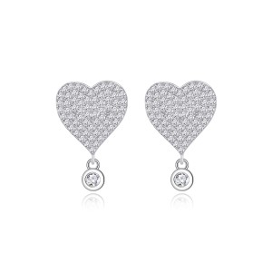 925 Sterling Silver Heart Zircon Drop Stud Earring 40200567 925 Sterling Silver Heart Zircon Drop Stud Earring 40200567