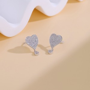 925 Sterling Silver Heart Zircon Drop Stud Earring 40200567 925 Sterling Silver Heart Zircon Drop Stud Earring 40200567