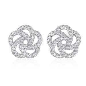 925 Sterling Silver Camellia Pave Zircon Stud Earring 40200568 925 Sterling Silver Camellia Pave Zircon Stud Earring 40200568