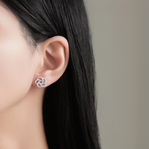 925 Sterling Silver Camellia Pave Zircon Stud Earring 40200568 925 Sterling Silver Camellia Pave Zircon Stud Earring 40200568