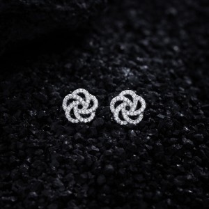 925 Sterling Silver Camellia Pave Zircon Stud Earring 40200568 925 Sterling Silver Camellia Pave Zircon Stud Earring 40200568