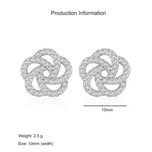 925 Sterling Silver Camellia Pave Zircon Stud Earring 40200568 925 Sterling Silver Camellia Pave Zircon Stud Earring 40200568