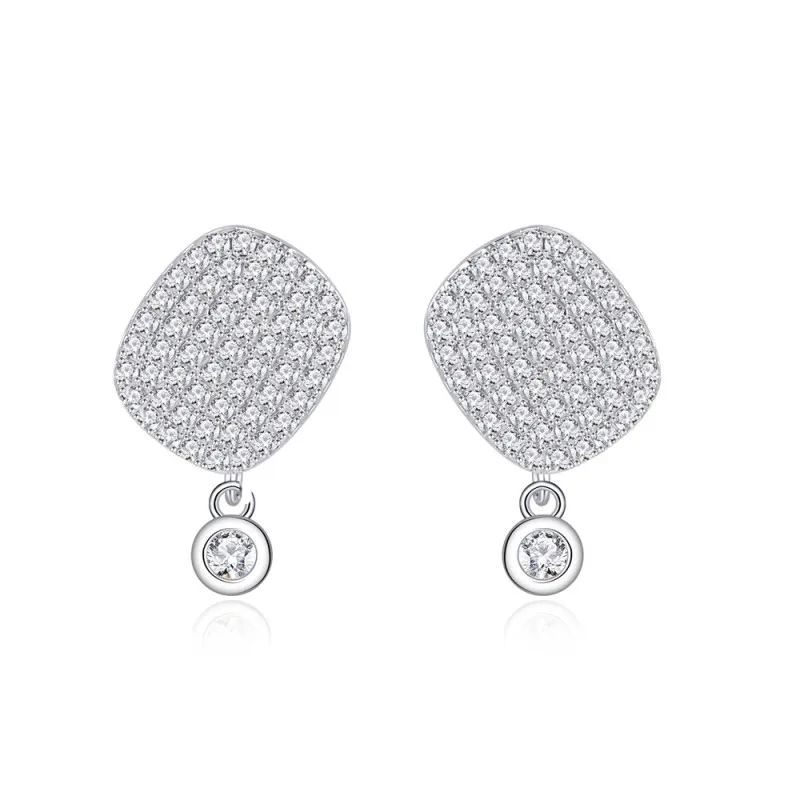 925 Sterling Silver Geometric Zircon Stud Earring 40200569