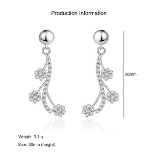 925 Sterling Silver Flower Tassel Zircon Stud Earring 40200570 925 Sterling Silver Flower Tassel Zircon Stud Earring 40200570