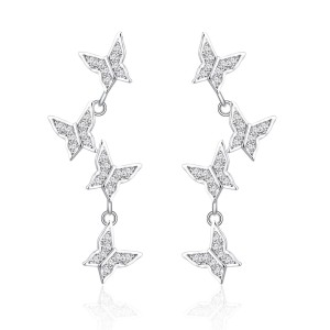 925 Sterling Silver Butterfly Tassel Zircon Stud Earring 40200571 925 Sterling Silver Butterfly Tassel Zircon Stud Earring 40200571