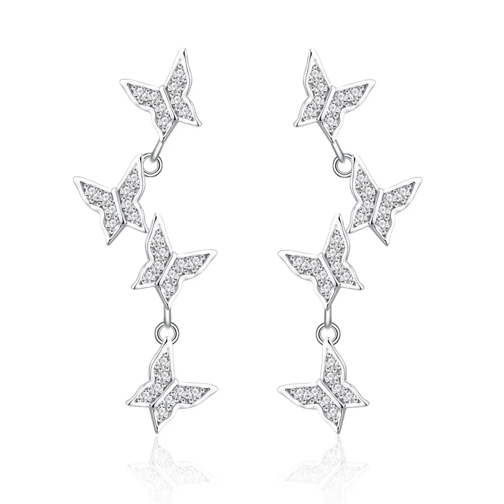 925 Sterling Silver Butterfly Tassel Zircon Stud Earring 40200571 925 Sterling Silver Butterfly Tassel Zircon Stud Earring 40200571