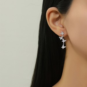 925 Sterling Silver Butterfly Tassel Zircon Stud Earring 40200571 925 Sterling Silver Butterfly Tassel Zircon Stud Earring 40200571
