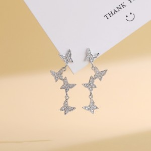 925 Sterling Silver Butterfly Tassel Zircon Stud Earring 40200571 925 Sterling Silver Butterfly Tassel Zircon Stud Earring 40200571