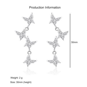 925 Sterling Silver Butterfly Tassel Zircon Stud Earring 40200571 925 Sterling Silver Butterfly Tassel Zircon Stud Earring 40200571