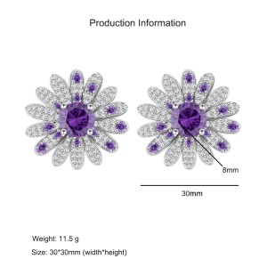 925 Sterling Silver Purple Zircon Daisy Earring 40200574 925 Sterling Silver Purple Zircon Daisy Earring 40200574
