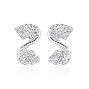 925 Sterling Silver S-Shaped Zircon Stud Earring 40200575 925 Sterling Silver S-Shaped Zircon Stud Earring 40200575