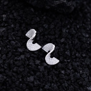 925 Sterling Silver S-Shaped Zircon Stud Earring 40200575 925 Sterling Silver S-Shaped Zircon Stud Earring 40200575