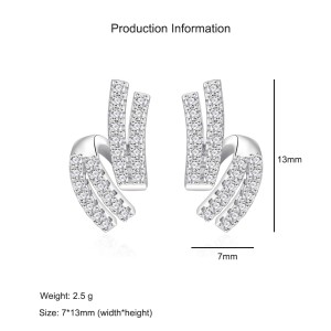 925 Sterling Silver Double Row Zircon Stud Earring 40200576 925 Sterling Silver Double Row Zircon Stud Earring 40200576