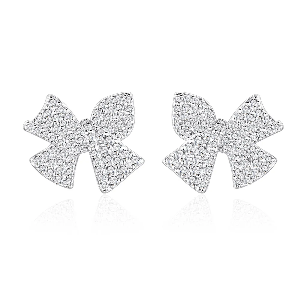 925 Sterling Silver Bowknot Zircon Stud Earring 40200578 925 Sterling Silver Bowknot Zircon Stud Earring 40200578