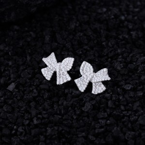925 Sterling Silver Bowknot Zircon Stud Earring 40200578 925 Sterling Silver Bowknot Zircon Stud Earring 40200578