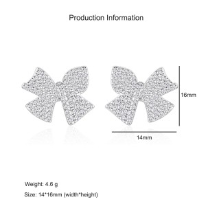 925 Sterling Silver Bowknot Zircon Stud Earring 40200578 925 Sterling Silver Bowknot Zircon Stud Earring 40200578