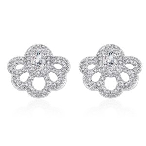 925 Sterling Silver CZ Fan-Shaped Flower Earring 40200579 925 Sterling Silver CZ Fan-Shaped Flower Earring 40200579