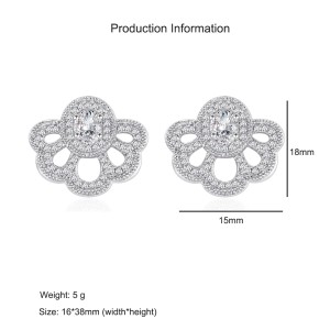 925 Sterling Silver CZ Fan-Shaped Flower Earring 40200579 925 Sterling Silver CZ Fan-Shaped Flower Earring 40200579