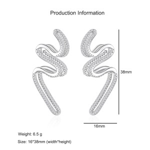 925 Sterling Silver Wave Curve Zircon Earring 40200580