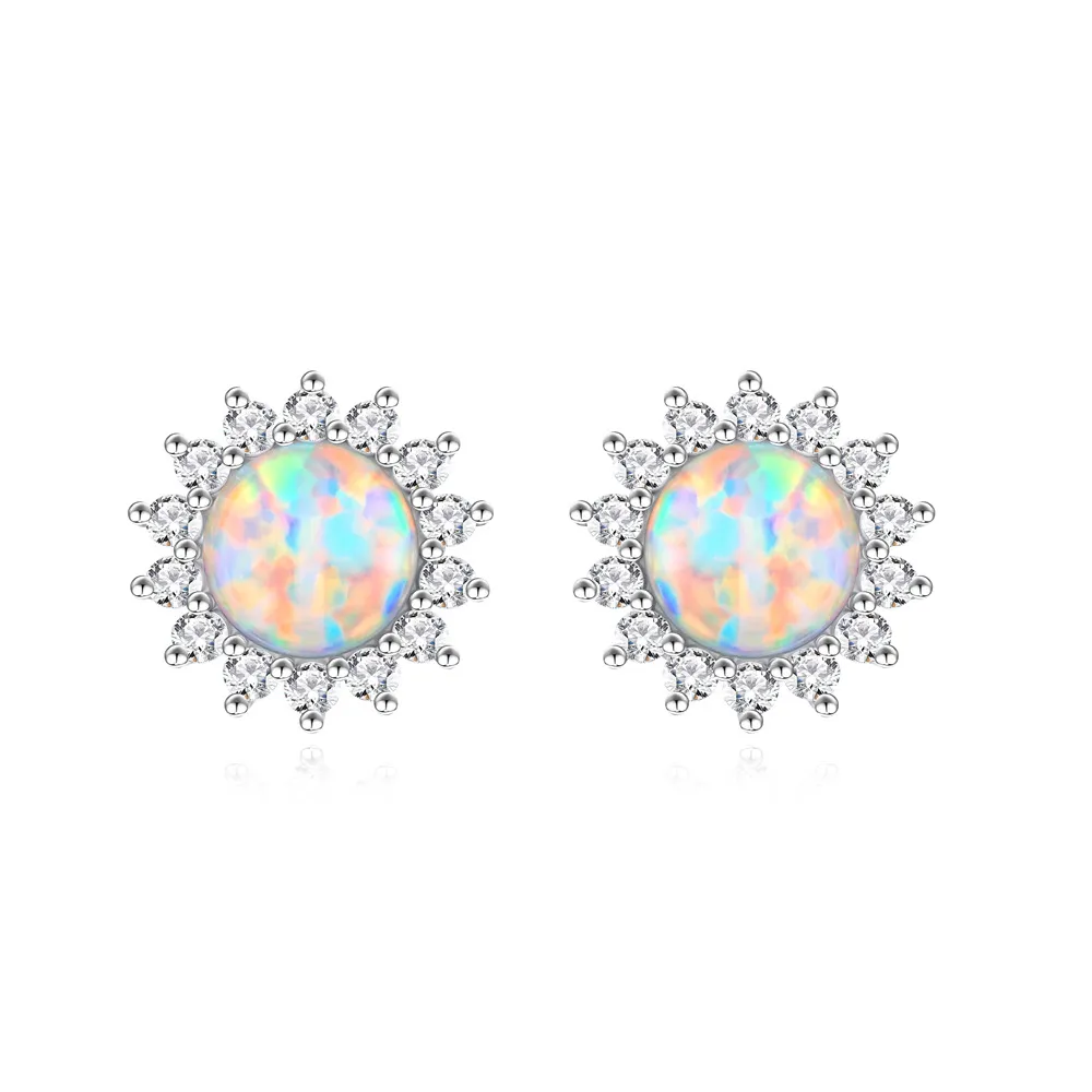 925 Sterling Silver 8mm Natural Opal Stud Earring 40200581 925 Sterling Silver 8mm Natural Opal Stud Earring 40200581
