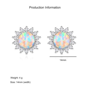 925 Sterling Silver 8mm Natural Opal Stud Earring 40200581 925 Sterling Silver 8mm Natural Opal Stud Earring 40200581