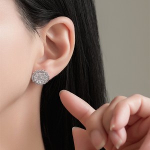 925 Sterling Silver Double-Layer Flower CZ Stud Earring 40200582 925 Sterling Silver Double-Layer Flower CZ Stud Earring 40200582