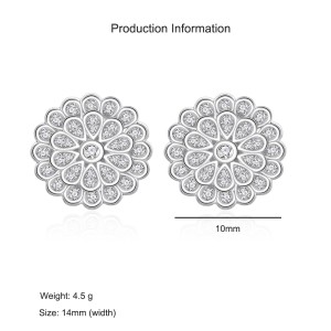 925 Sterling Silver Double-Layer Flower CZ Stud Earring 40200582 925 Sterling Silver Double-Layer Flower CZ Stud Earring 40200582