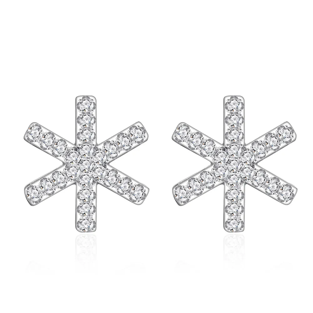 925 Sterling Silver Snowflake CZ Stud Earring 40200583 925 Sterling Silver Snowflake CZ Stud Earring 40200583
