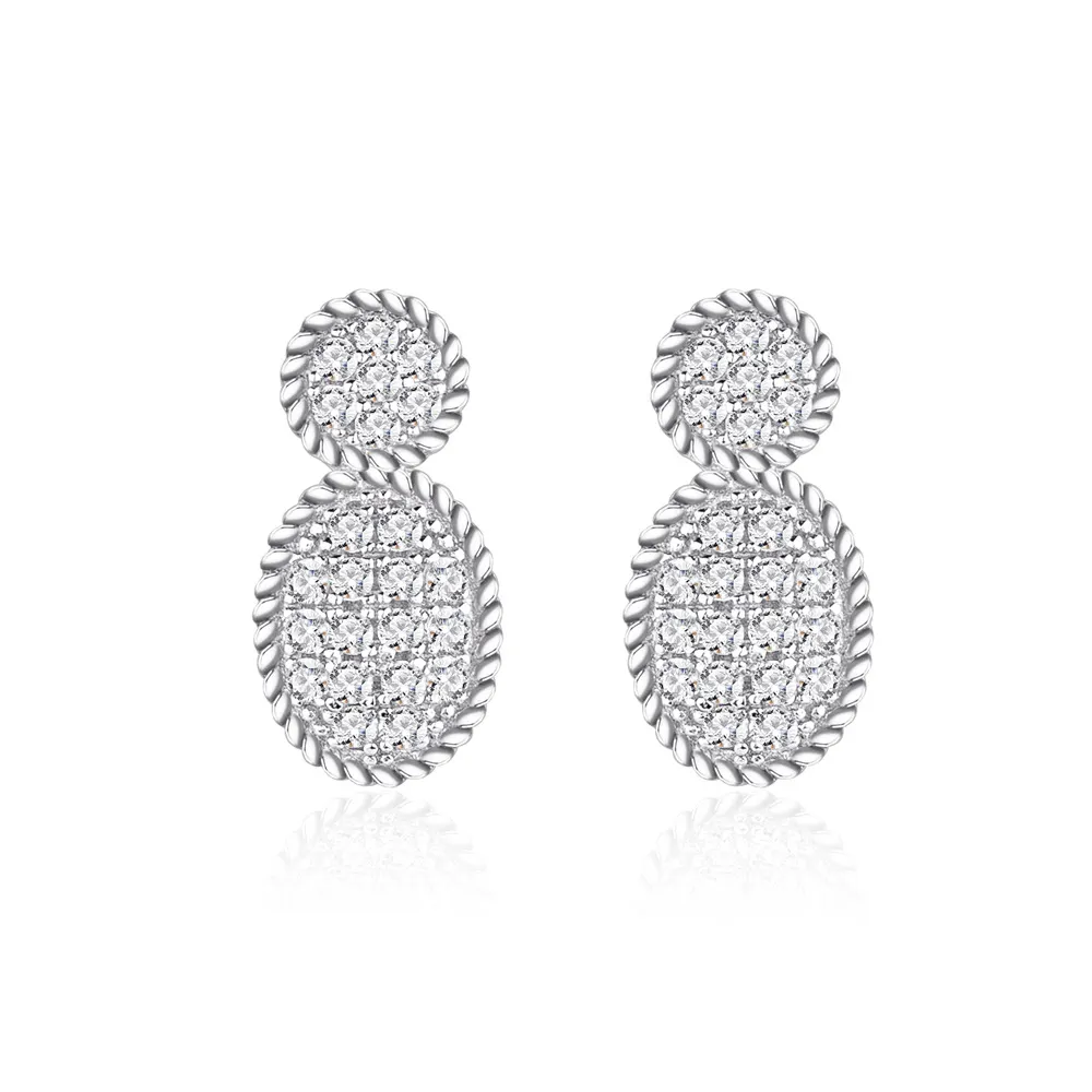 925 Sterling Silver Oval Geometric Pave CZ Earring 40200584 925 Sterling Silver Oval Geometric Pave CZ Earring 40200584