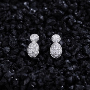 925 Sterling Silver Oval Geometric Pave CZ Earring 40200584 925 Sterling Silver Oval Geometric Pave CZ Earring 40200584