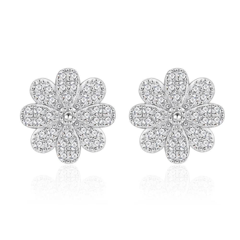 925 Sterling Silver Daisy Pave CZ Floral Stud Earring 40200585 925 Sterling Silver Daisy Pave CZ Floral Stud Earring 40200585